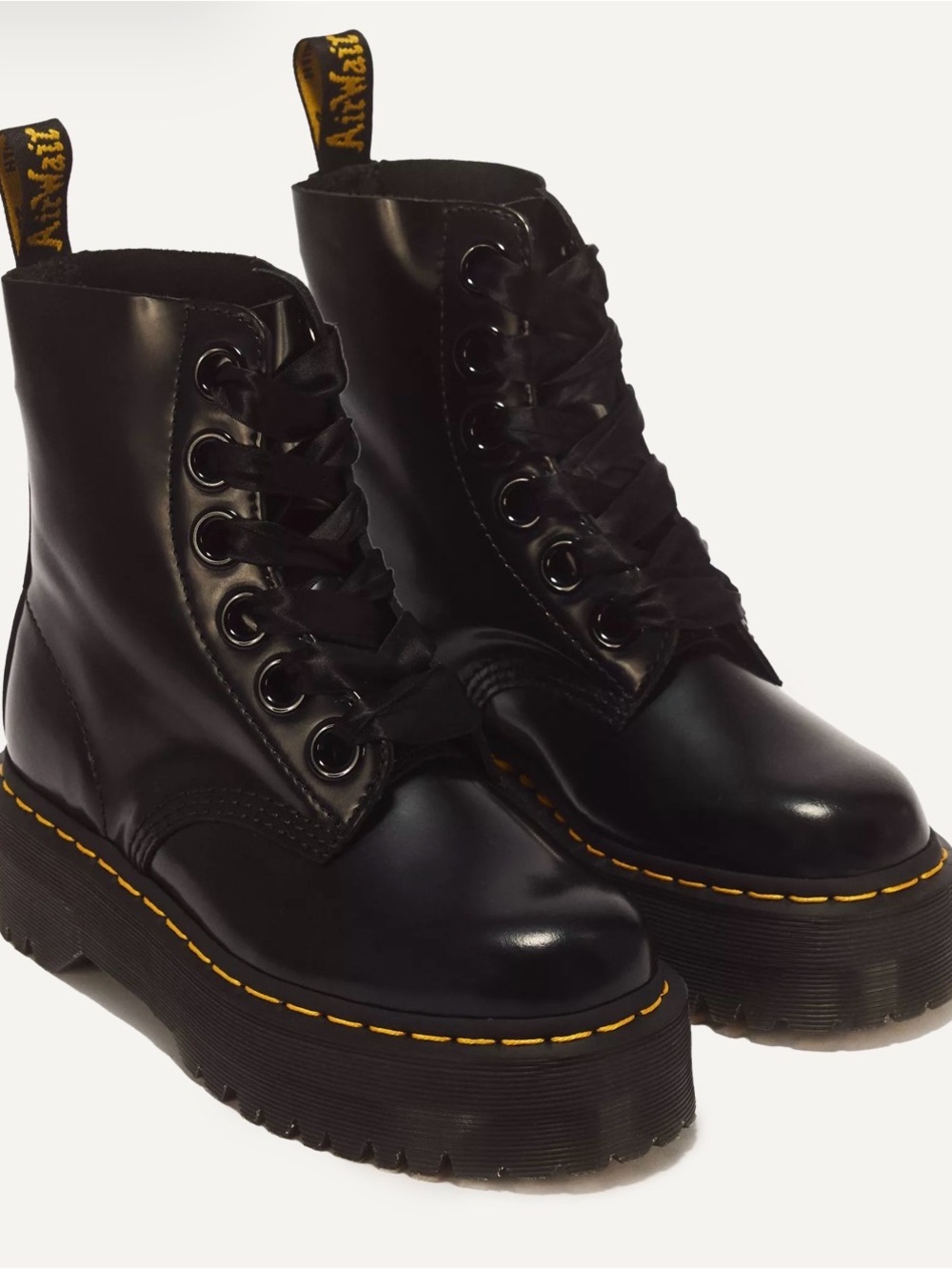 Dr. Martens Molly Leather Black Platform Lace-Up Boots - Picture 6 of 16